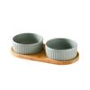 YXPET Anti-Spill Ceramic Cat Bowl with Double Tray