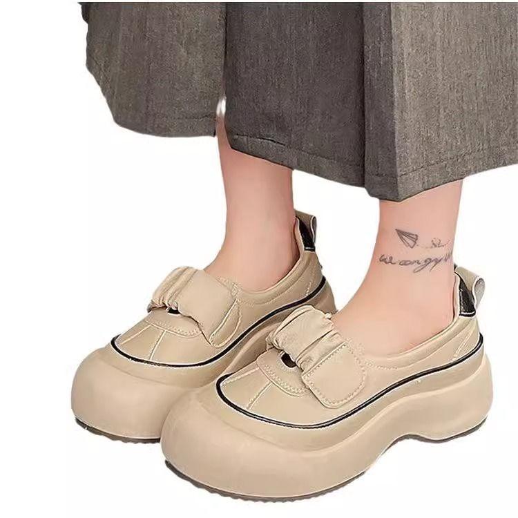 Popular retro single shoes women's autumn 2025 new one-pedal lazy breathable single shoes platform casual sneakers