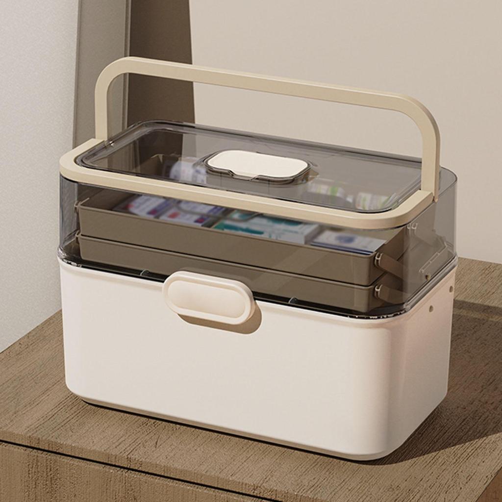 Medicine Box Clear Storage Container Lidded Large Capacity Art Crafts Case Sewing Supplies