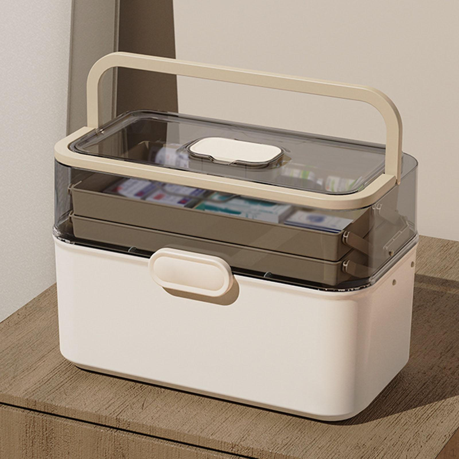 

Коробка для лекарств Прозрачный контейнер для хранения с крышкой Большой вместимости Кейс для рукоделия Швейные принадлежности beige