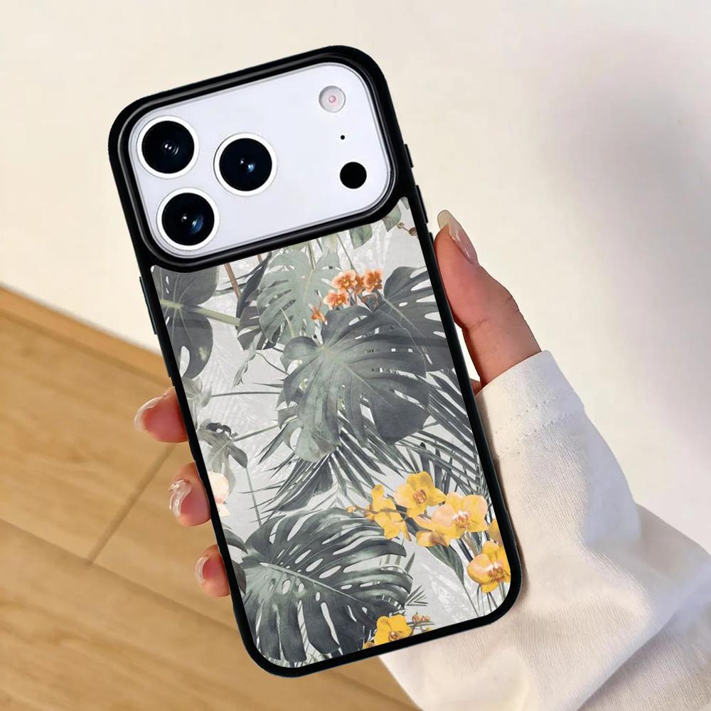 Green Monstera Leaf Mobile Phone Case for IPhone 17 AIR 16pro Max 15 14 13 12 11 Bumper Cover
