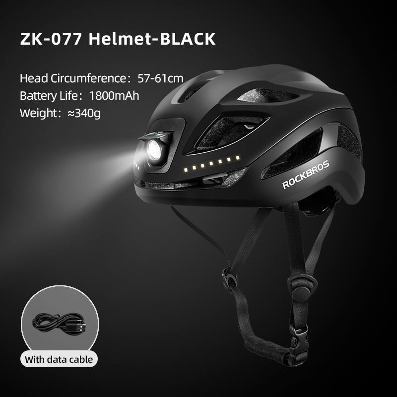 ROCKBROS Bicycle Light Helmet Type-C Charging Cycling Helmet Rechargeable Adjustable MTB Safely Mountain Road Scooter Helmet 57-61cm