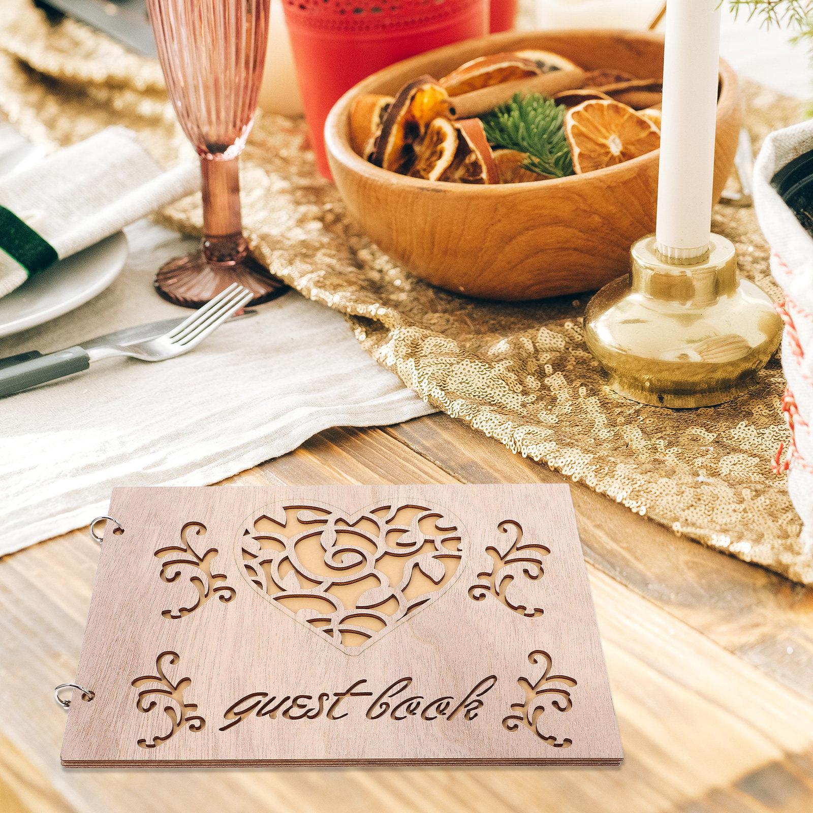 Rustic Wooden Wedding Guest Book Beige Color Photo Album Book for Wedding Reception Engagement Anniversary Decoration other