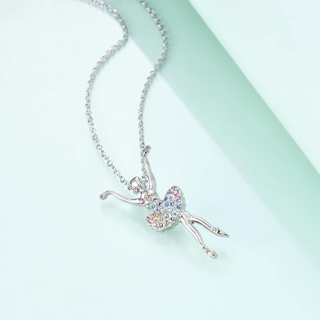 Colorful Alloy Dancing Girl Necklace for Women