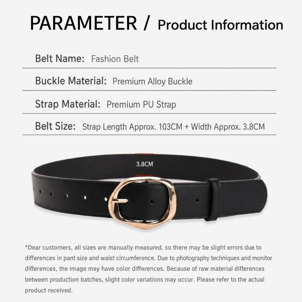 Faux Leather Waist Belt Oval Pin Buckle Waist Strap Classic Leather Waistband  For Women