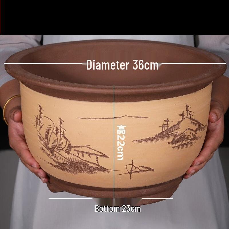 Желтый цилиндрический керамический горшок-плантер, большой 36 см