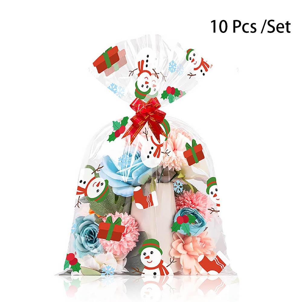 10Pcs Snack Packaging Christmas Packaging Bag Party Supply Merry Christmas Cookie Gift Package Xmas Tree Snowman Santa Clause