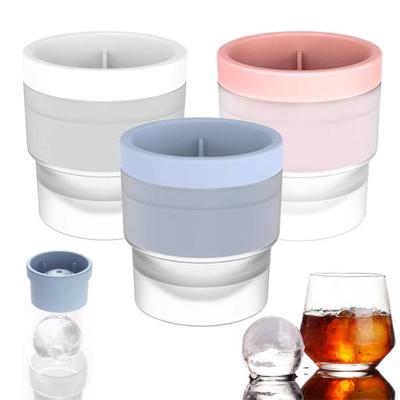 4Pcs Ice Hockey Mold with Lids Easy Release Sphere Ice Cube Maker Stackable Non-stick Puck Mold for Whiskey Cocktails Bourbon