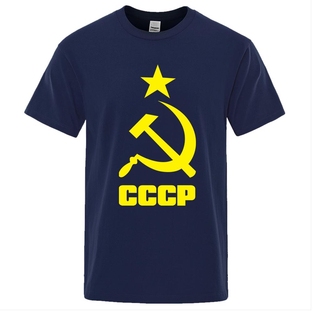 CCCP Russian T Shirts Men USSR Soviet Union Man Short Sleeve Tshirt Moscow Mens Tees Brand O Neck Tops Clothing Shirt