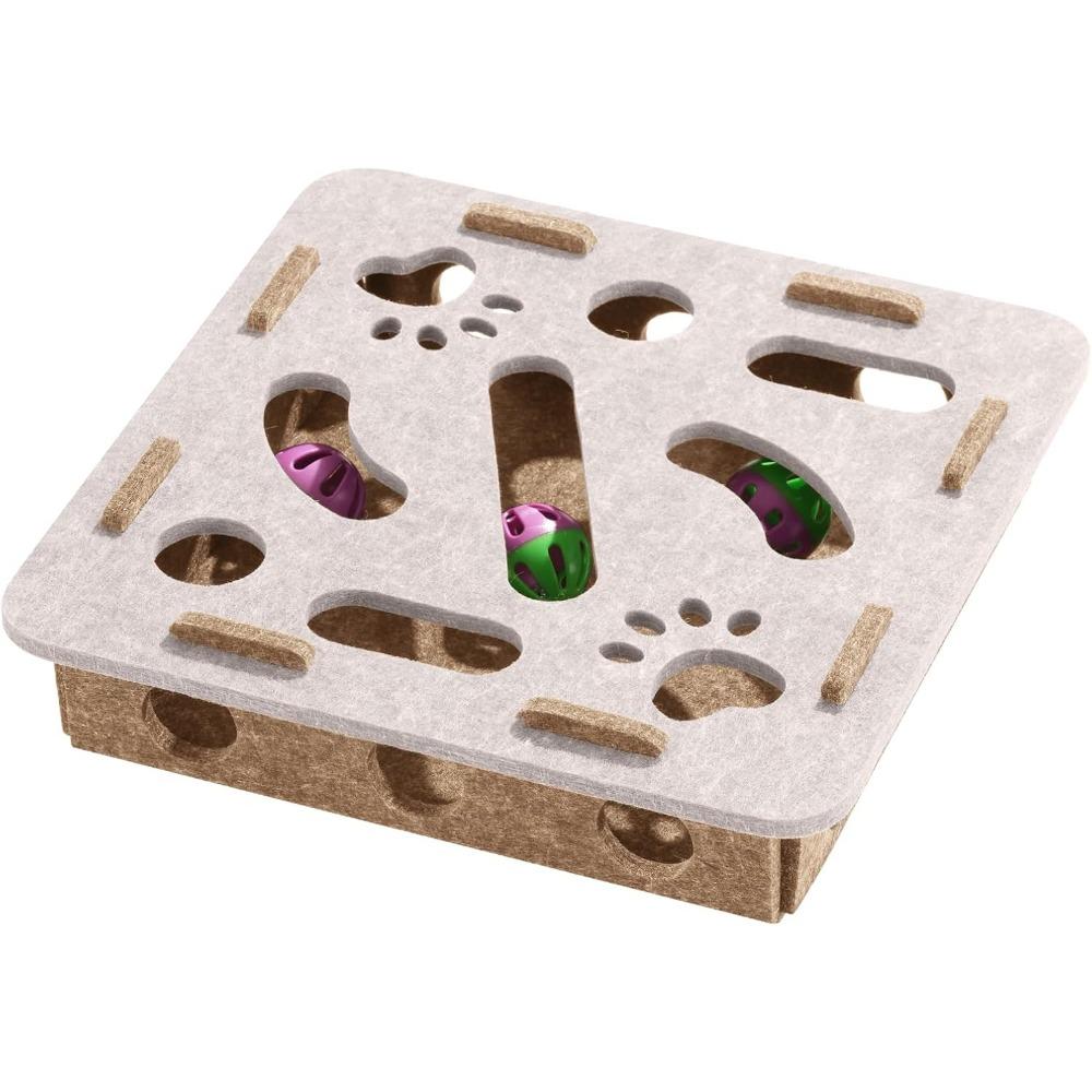 Interactive Cat Toy Puzzle Toys for Indoor Cats Felt Maze Box Kittern Toys Pet Cat Games Self Play Fun Exercise Hide Seek Moving Cat Toy