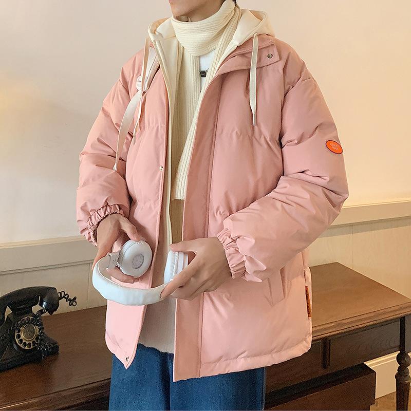 New winter men's and women's versatile thickened warm cotton-padded jacket men's winter jacket fake two-piece hooded cotton-padded jacket men's