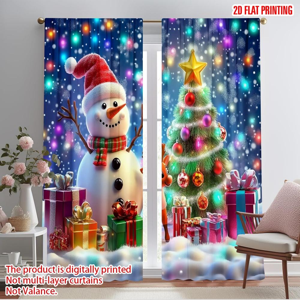 

2 шт., 2D плоская печать Шторы Рулонные шторы Снеговик и Олень Полиэстер Легкая установка (без удилища) Домашний декор для гостиной 52.50×116.00 CM 2pcs