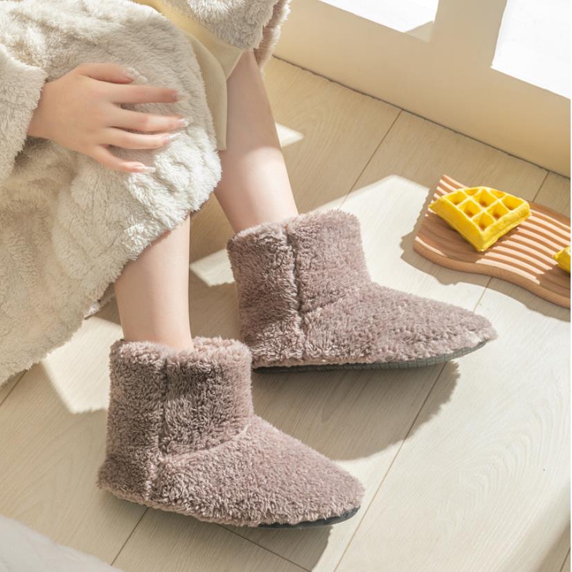 Fashion Warm Faux Fur Slippers Women Men Winter Shoes Indoor Home Soft Plush Footwear Solid Color Girls Boys House Floor Fluffy Boots