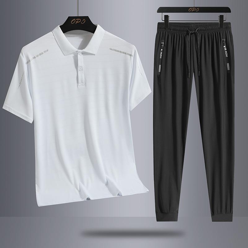 T-shirt z krótkim rękawem, spodenki Ice Polo Zestaw dwuczęściowy Letni męski zestaw dwuczęściowy