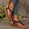 Fashion Plus Size Woven Clip Toe Sandals Women Summer Elastic Band Wedge Heel Sandals Woman Comfortable Soft Sole Rome Sandles Female