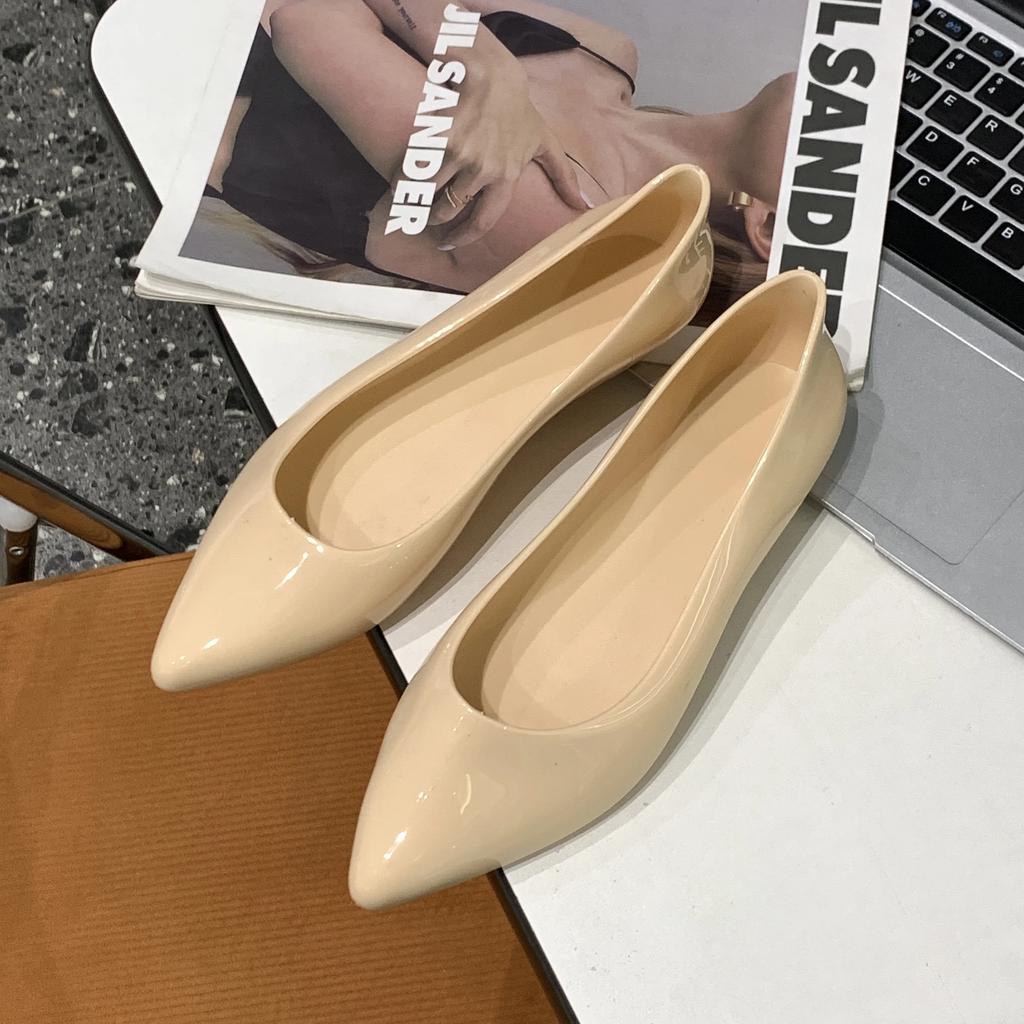 2015 Damen Sommer PVC Spitzsandalen Einfarbig Flache Lässige Sandalen