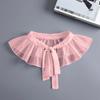 Spring/Summer 2025 Chiffon Pleated Shawl with Lace Ruffle & Peter Pan Collar for Girls