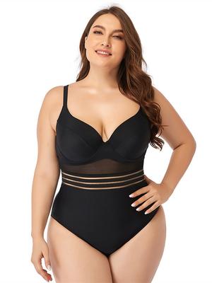 Women Plus Size Swimsuit 2025 One Piece Bikini Swimwear Sexy Tankini Tape Beachwear Bathing Suit Monokini Large Size 4XL Black