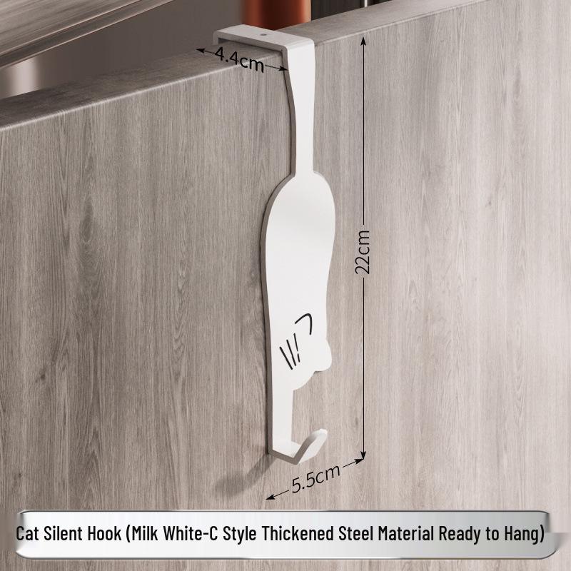Punch-Free Wall-Mounted Door Hook Rack for Kitchen Cabinets - Organize Clothes, Hats, Keys & More