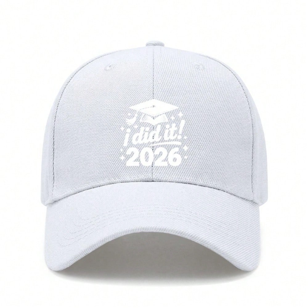 Graduation Baseball Cap - 2026 "I Did It!" Print Polyester Adjustable Breathable Casual Outdoor Sports Hat For Graduation Gift - Dad Hat