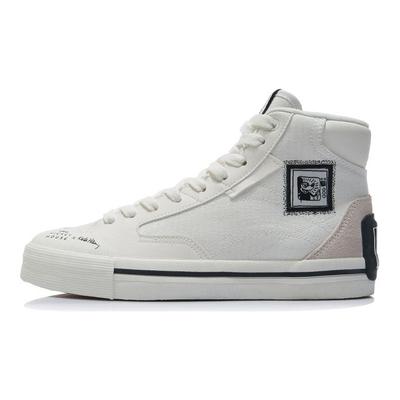 Li Ning Disney X  Collaboration Series Skate Culture Breathable Lightweight Non-Slip High-Top Skate Shoes Women Sneakers White Black AECR062-4
