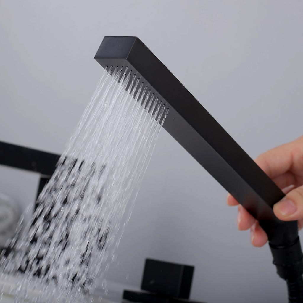 Bathtub Filler Mixer Tap Bathroom Faucet With Hand Shower Head Deck Mount Countertop Double Handle 4 Holes Chrome Brass Hot Cold