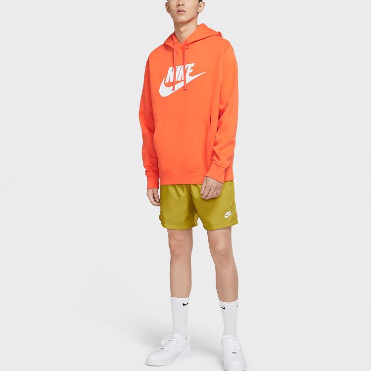 Nike Sportswear Club Fleece Graphic Print Pullover Hoodie Men Tops Electric-Orange BV2974-837