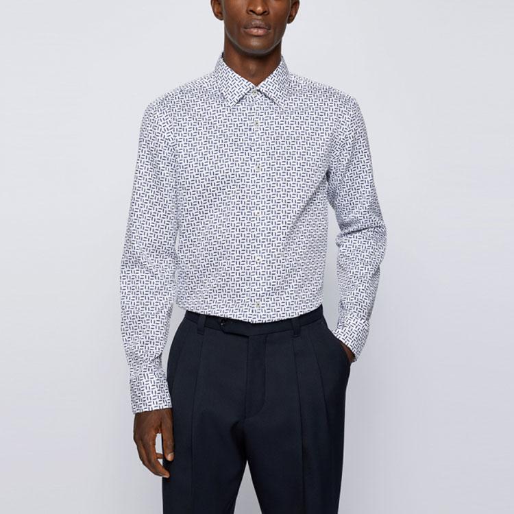 HUGO BOSS Shirts Men's White Lapel Moderate 50464994-100