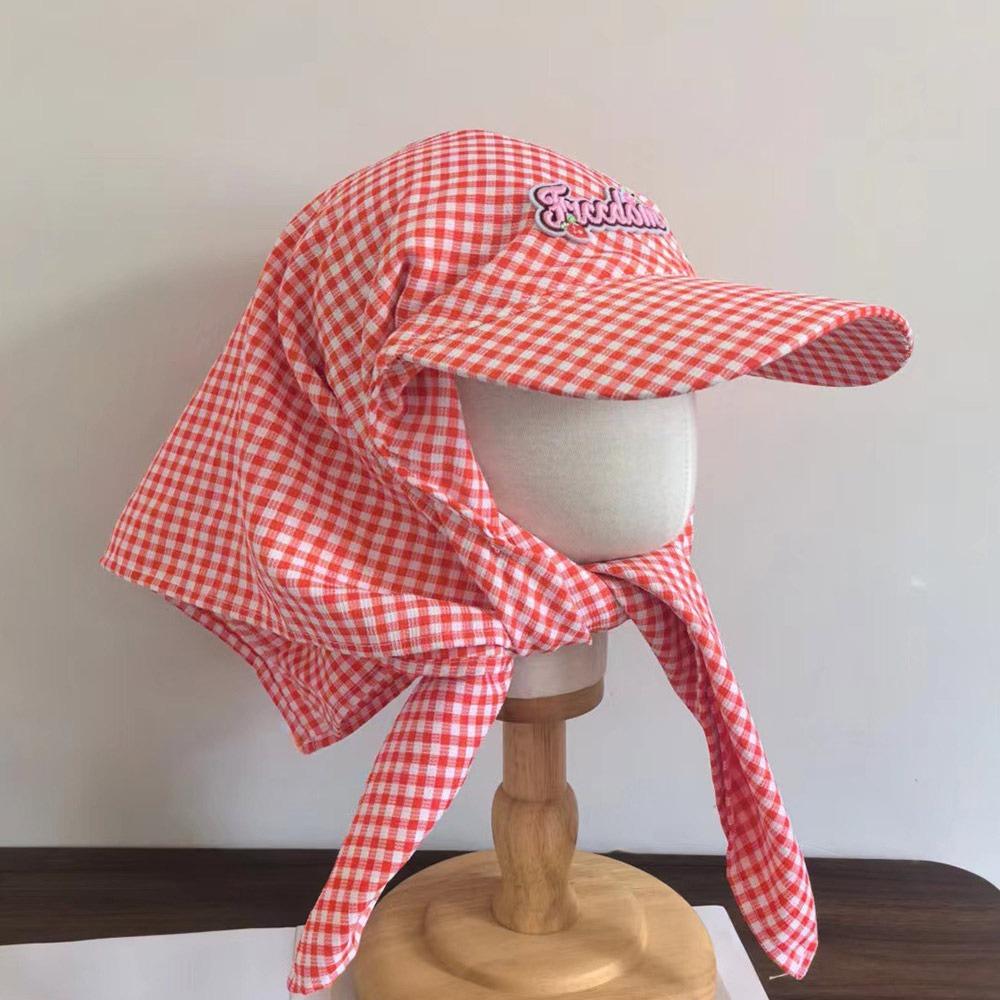 Fashion Plaid Pattern Sunshade Hat Simple Breathable Cotton Baseball Cap Quick-drying Headwears Beach Wear