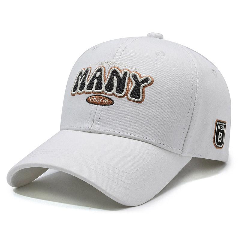 Embroidered Letter Baseball Cap for Men and Women, Spring and Summer Couple Versatile Sun Hat, Wide Brim Showing Face, Small Peaked Cap Man
