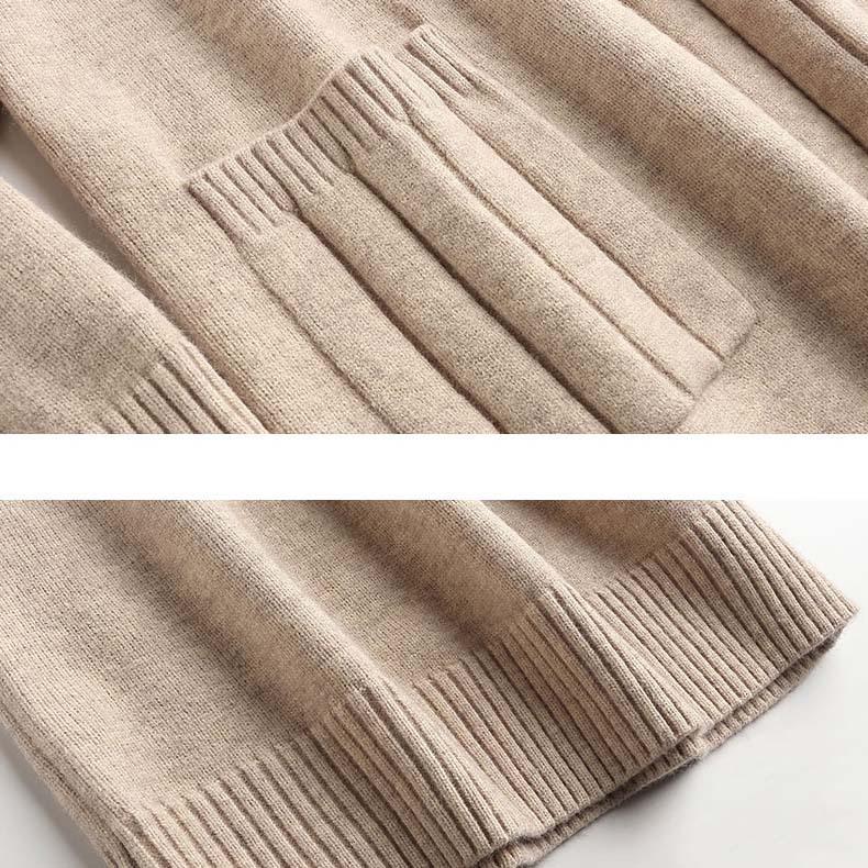 Herbst- und Winterstrickkleid Langes Kleid Langarm Damenpulloverkleid Locker Verdickt Vielseitig