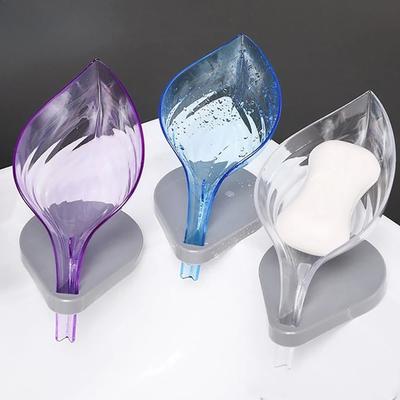 Leaf Shape Bathroom Soap Holder Dish Soap Kitchen Sponge Soap Box Storage Non-slip Drain Soap Case Container Bathroom Accessory