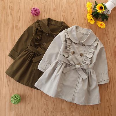 Toddler Kids Baby Girls Long Sleeve Trench Coat Windbreaker Jacket Outwear
