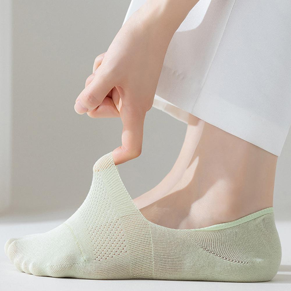 2 Pairs Women Invisible No Show Socks, Mesh Breathable Cotton Liner Socks, Non Slip Low Cut Boat Socks for Summer Daily Wear