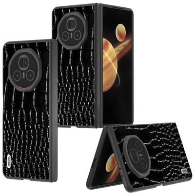 ABEEL For Honor Magic V3 5G Case Genuine Cow Leather Back Phone Cover Crocodile Texture