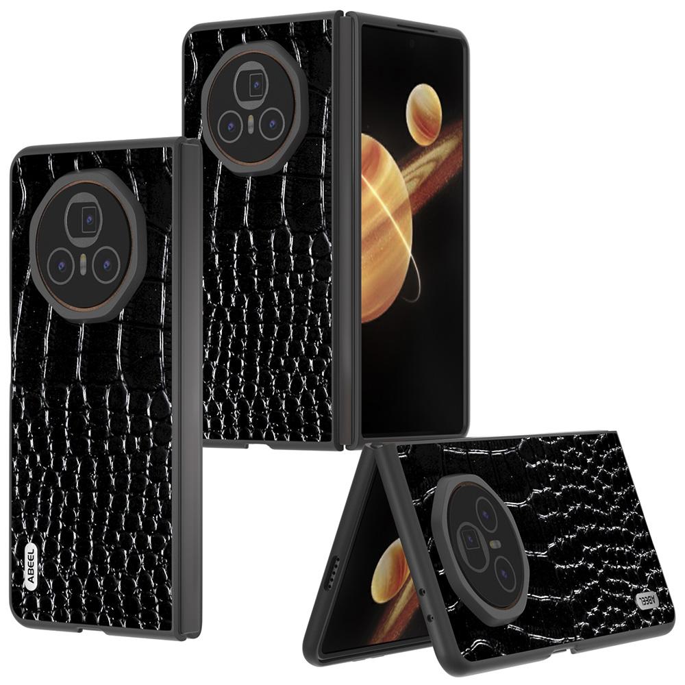 ABEEL For Honor Magic V3 5G Case Genuine Cow Leather Back Phone Cover Crocodile Texture