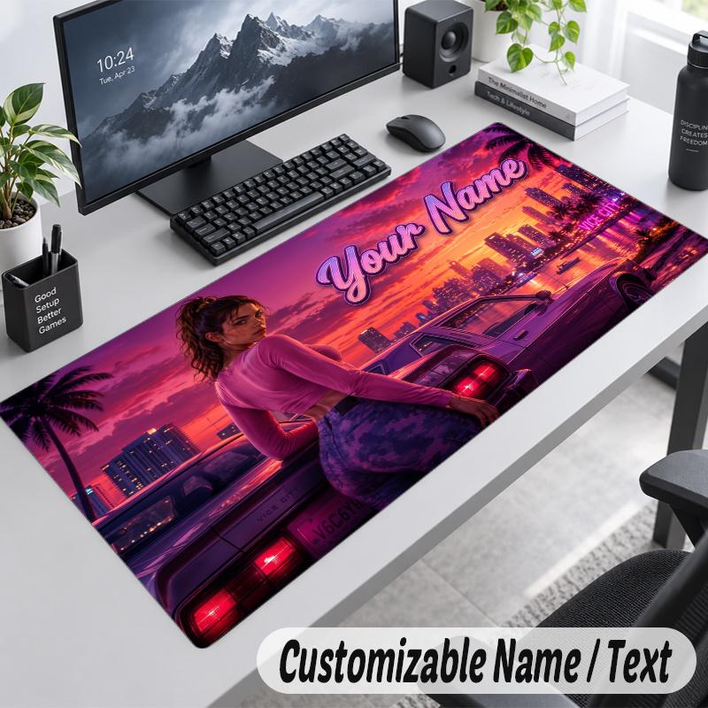 GTA Personalized Large Mouse Pad Custom Name Text Extended Desk Mat Gaming Mousepad