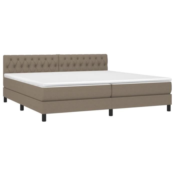 3140325 vidaXL Divan Bed with Mattress Taupe 200x200 Cm Fabric