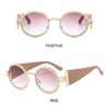 Fashion Round Punk Sunglasses UV Protection Retro Hip Hop Shades Oval Wide Temples Sun Glasses for Women & Men