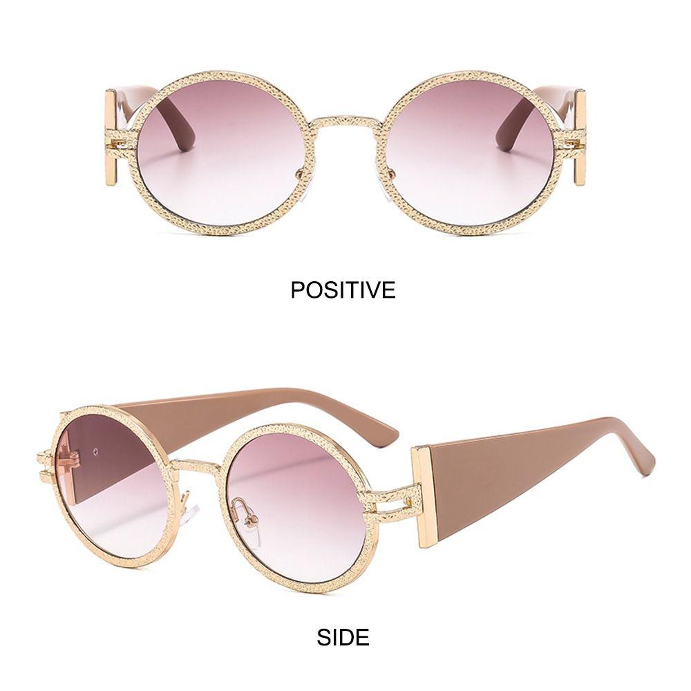 Fashion Round Punk Sunglasses UV Protection Retro Hip Hop Shades Oval Wide Temples Sun Glasses for Women & Men