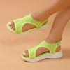 Women's Plus Size Breathable Knit Flat Sandals - European & American Casual Thick-Soled Beach Sandals