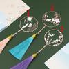 1 Pcs Vintage Chinese Style Fan Shape Flower Cat Tassels Metal Bookmarks Book Marker Page Holder Gift Stationery