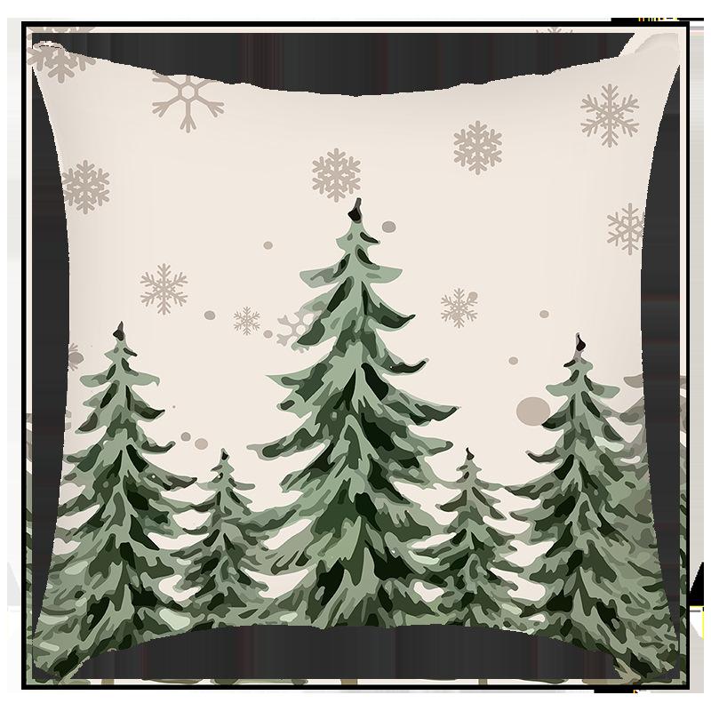 New Christmas pillowcase Linen Print Christmas Tree House Decoration Festive Pillowcase