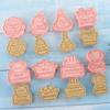 16pcs Birthday Cookie Mould Biscuit Fondant Embosser Stamp for Wedding Party Plastic Cake Decorating Baking Tool