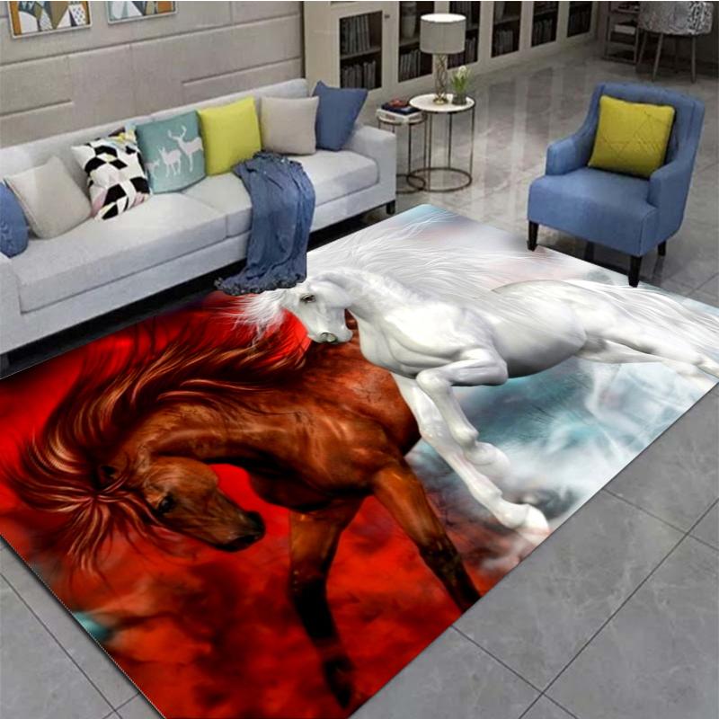 3D Horse Printed Large Carpet,doormat,living Room,bedroom,bathroom Decoration Animal - Running Horse Pattern Anti Slip Floor Mat