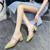 New bag head half slippers female summer wear thick heel pointed shoes fashion rhinestone fairy high heel sandals