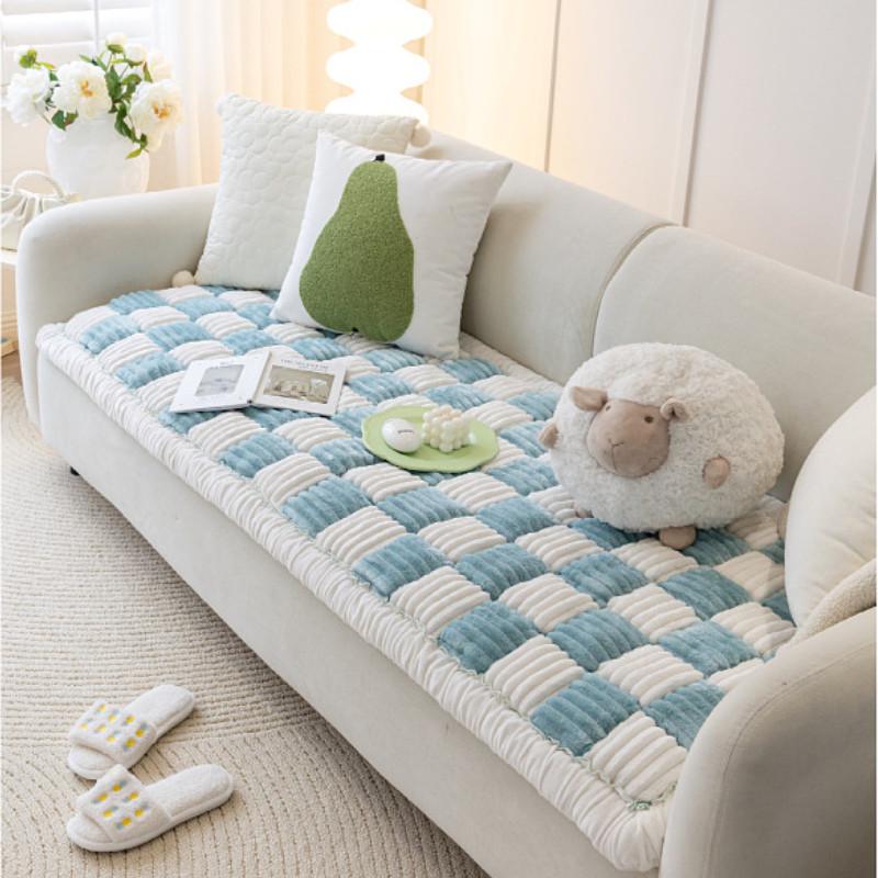 Square Pattern Sofa Cover Winter Warm Universal Seat Cushion For Living Room Anti Slip Mat For Sofa Chair