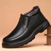 First layer cowhide high-top cotton shoes men's fur integrated one-pedal velvet pure wool thick-soled warm men's snow boots