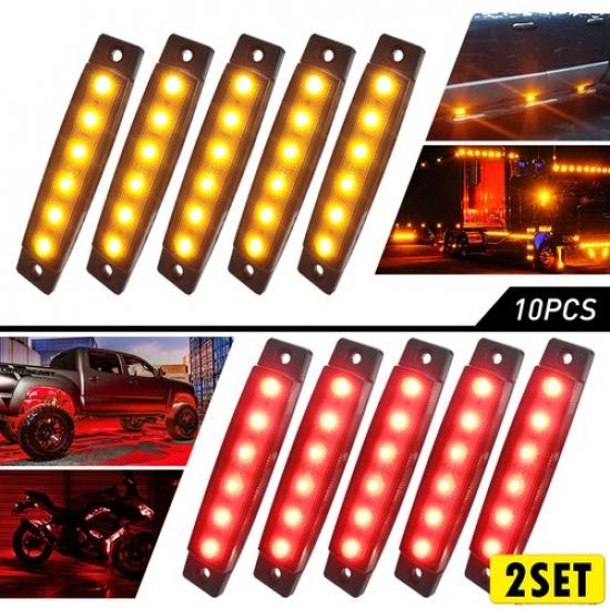 

Amber Red LED Smoked 20x 12V Side Lights Marker Truck Trailer Lamp Waterproof US