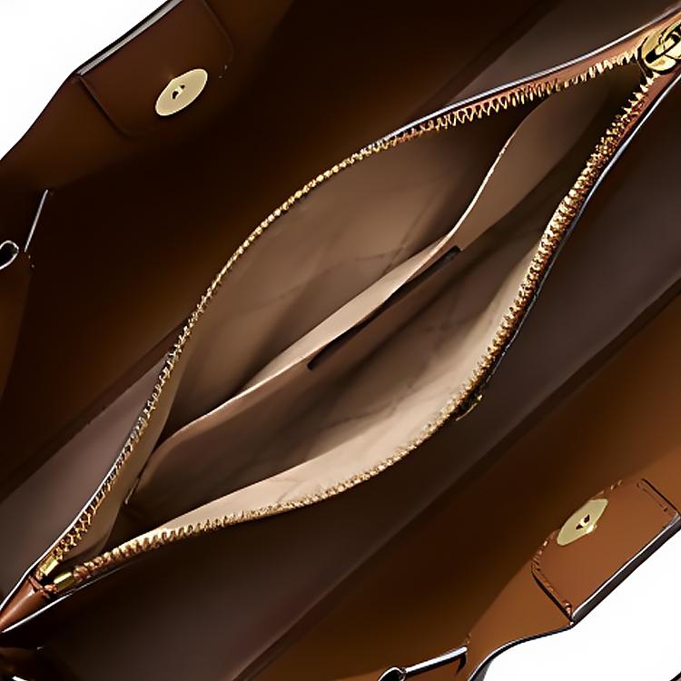Michael Kors MK Carson Logo Print Leather Tote Bag Medium Women handbags Dark-Brown 35S5G2ZS3B-BROWN